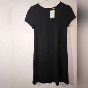 Anthropologie Maeve Black Cap Sleeve Diamond Textured Lined Dress size Small